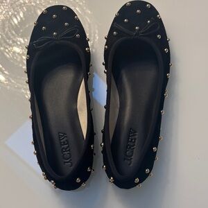 J. Crew Black Studded Flats size 9 new without box.